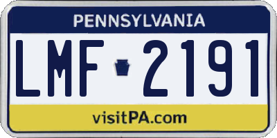 PA license plate LMF2191