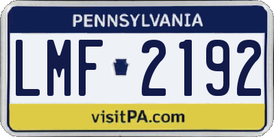PA license plate LMF2192