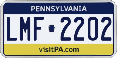 PA license plate LMF2202