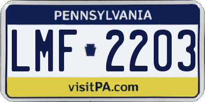 PA license plate LMF2203