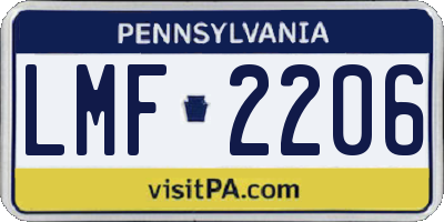 PA license plate LMF2206