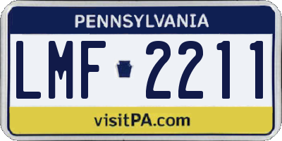 PA license plate LMF2211