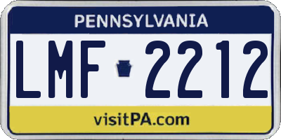 PA license plate LMF2212