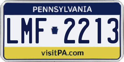 PA license plate LMF2213