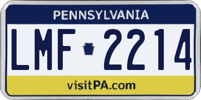 PA license plate LMF2214