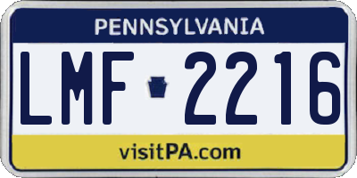 PA license plate LMF2216
