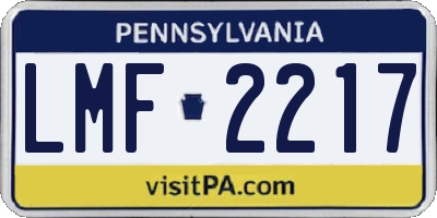 PA license plate LMF2217