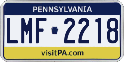PA license plate LMF2218