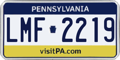 PA license plate LMF2219
