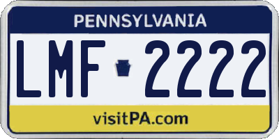 PA license plate LMF2222