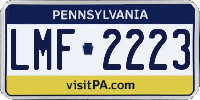 PA license plate LMF2223