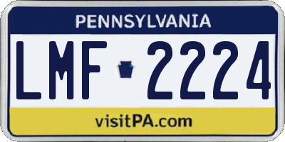 PA license plate LMF2224