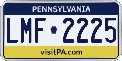 PA license plate LMF2225