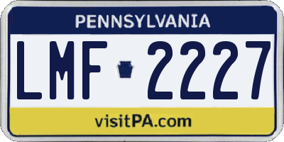 PA license plate LMF2227