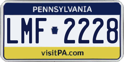 PA license plate LMF2228