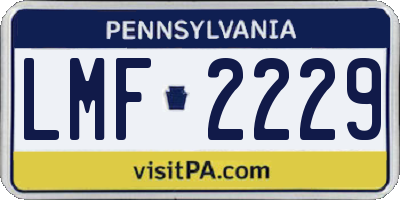 PA license plate LMF2229