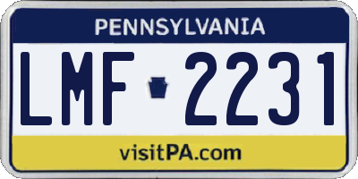 PA license plate LMF2231