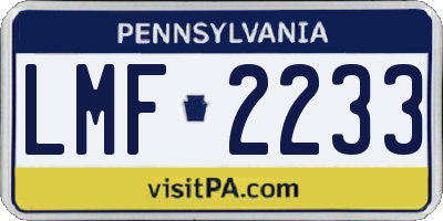 PA license plate LMF2233