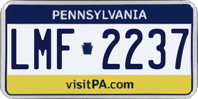 PA license plate LMF2237