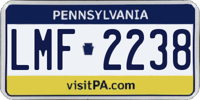 PA license plate LMF2238