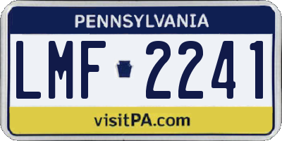 PA license plate LMF2241