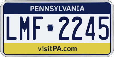 PA license plate LMF2245
