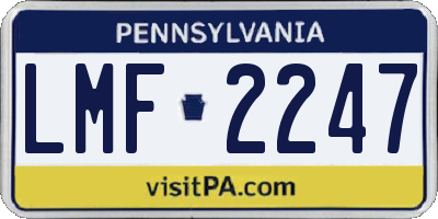 PA license plate LMF2247