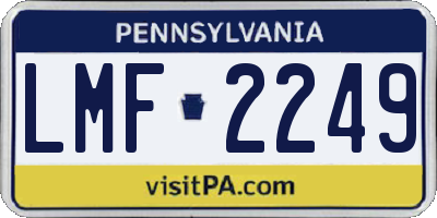 PA license plate LMF2249