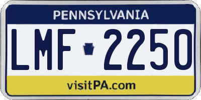 PA license plate LMF2250