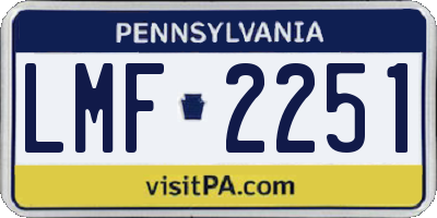 PA license plate LMF2251