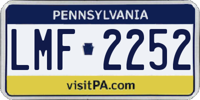 PA license plate LMF2252