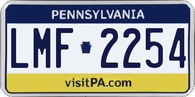 PA license plate LMF2254