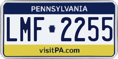 PA license plate LMF2255