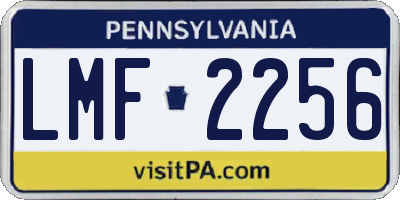 PA license plate LMF2256
