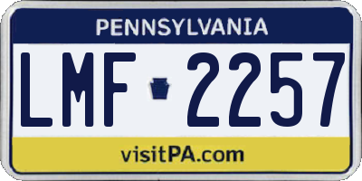 PA license plate LMF2257