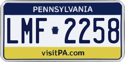 PA license plate LMF2258