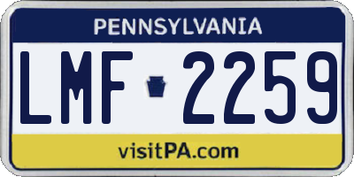 PA license plate LMF2259