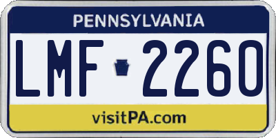 PA license plate LMF2260
