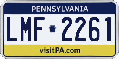 PA license plate LMF2261