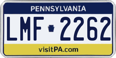 PA license plate LMF2262