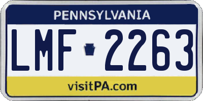PA license plate LMF2263