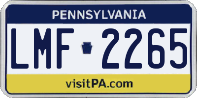 PA license plate LMF2265