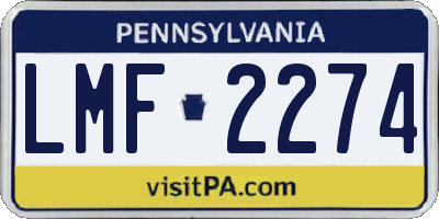 PA license plate LMF2274