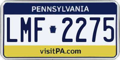 PA license plate LMF2275