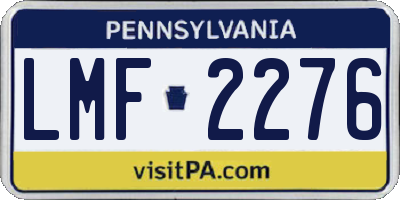 PA license plate LMF2276