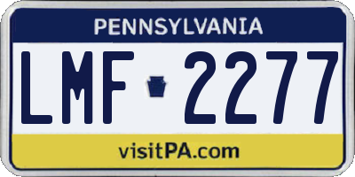 PA license plate LMF2277