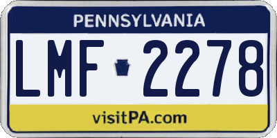 PA license plate LMF2278