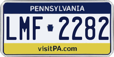 PA license plate LMF2282