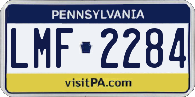 PA license plate LMF2284