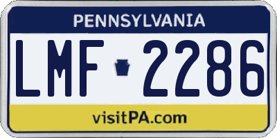 PA license plate LMF2286
